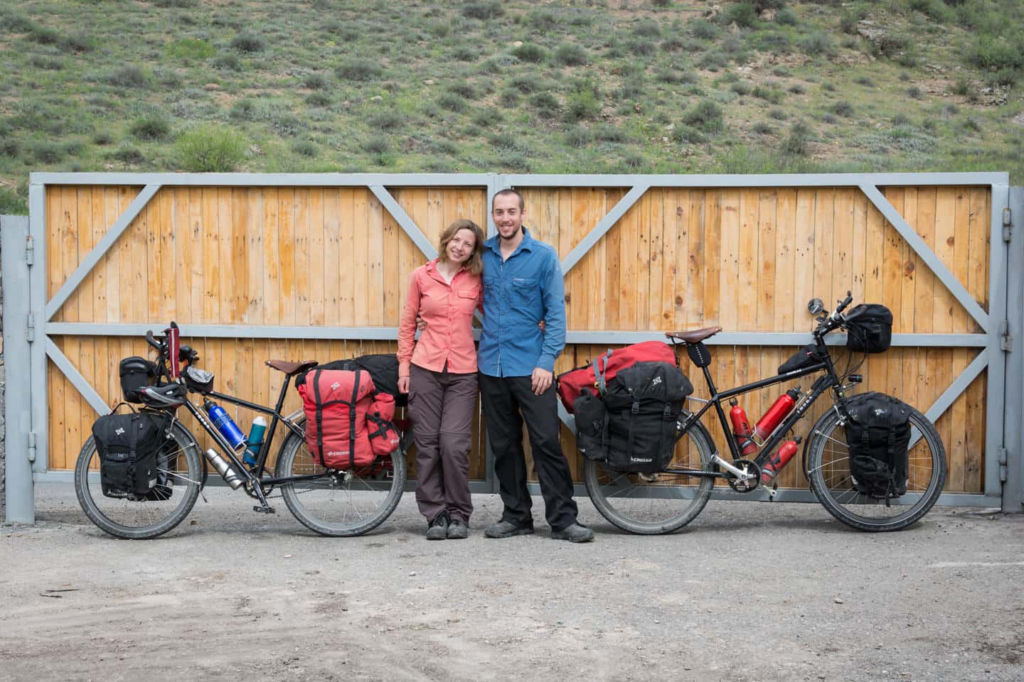 Pablo and Ilze with their loaded touring bikes