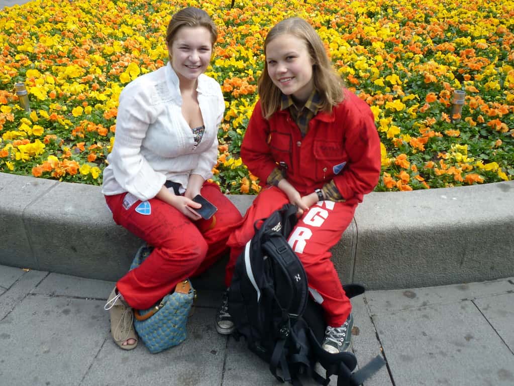 Norwegian girls in party boilersuits and trousers