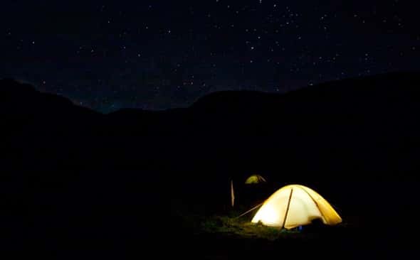 Tent under a starry sky