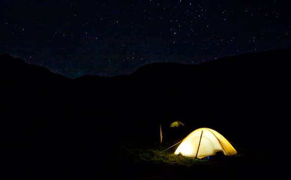 Tent under a starry sky