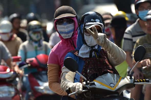 A moment of calm amid the hellish motorbike traffic in Saigon