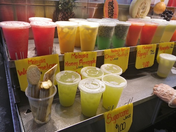 A few of the many fruit juices we found in Asia.