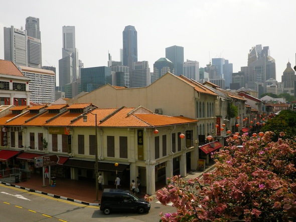 China Town and skyscrapers of Singapore